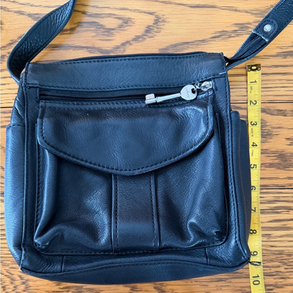 Fossil Black Leather Crossbody Bag Purse